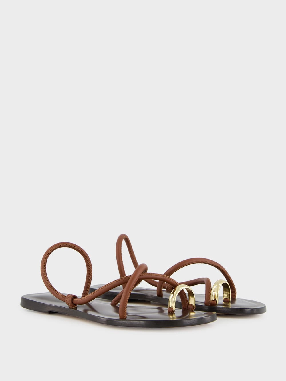 Laurie Flat Sandals in Cacao Nappa
