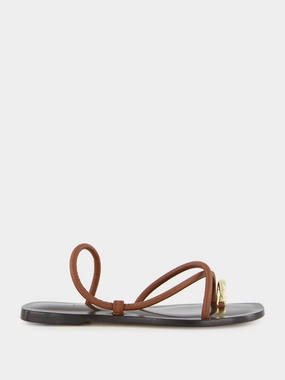 Laurie Flat Sandals in Cacao Nappa Womens Sandals mega clearance