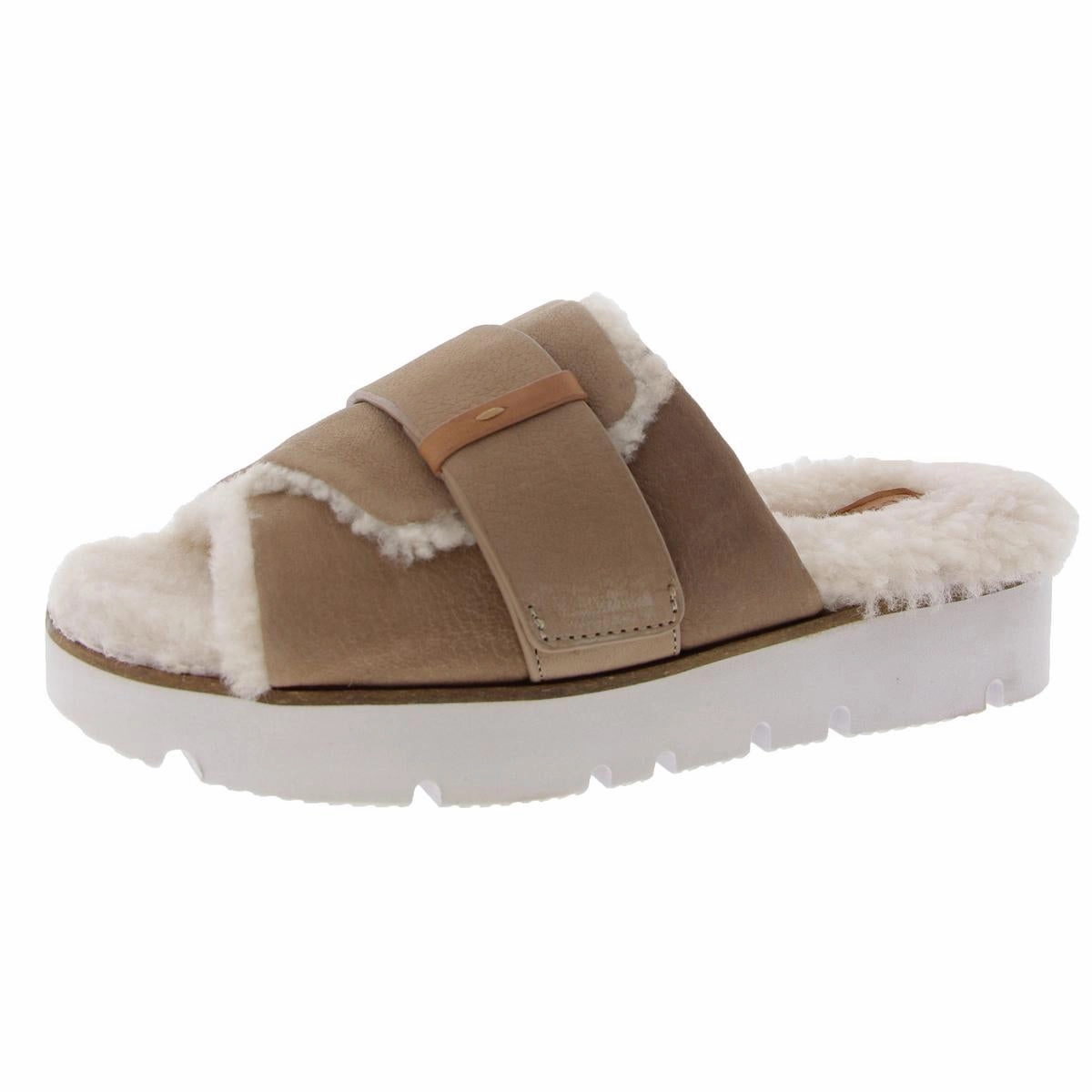 Lavern Womens Shearling Leather Slide Slippers