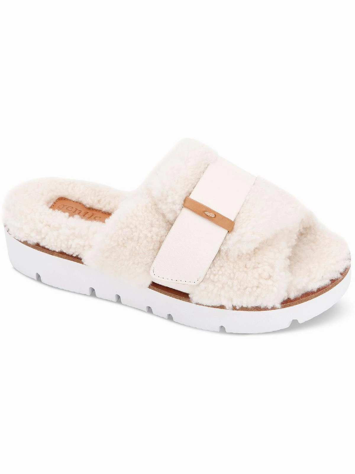 Lavern Womens Shearling Leather Slide Slippers