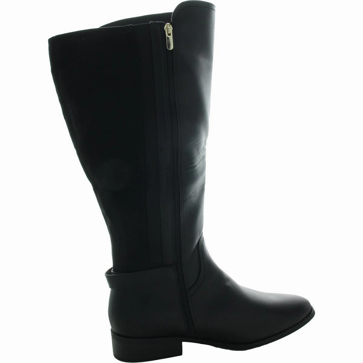 Leandraa Womens Padded Insole Faux Leather Knee-High Boots