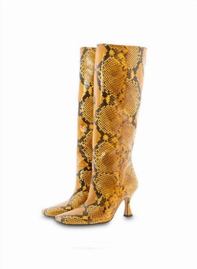 Leather Bibi Boots In Beige Animal Print Affordable Womens Boots online