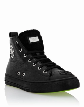 Leather Hi-Top Sneakers shearling lining Megastar Buy Womens Sneakers online shop
