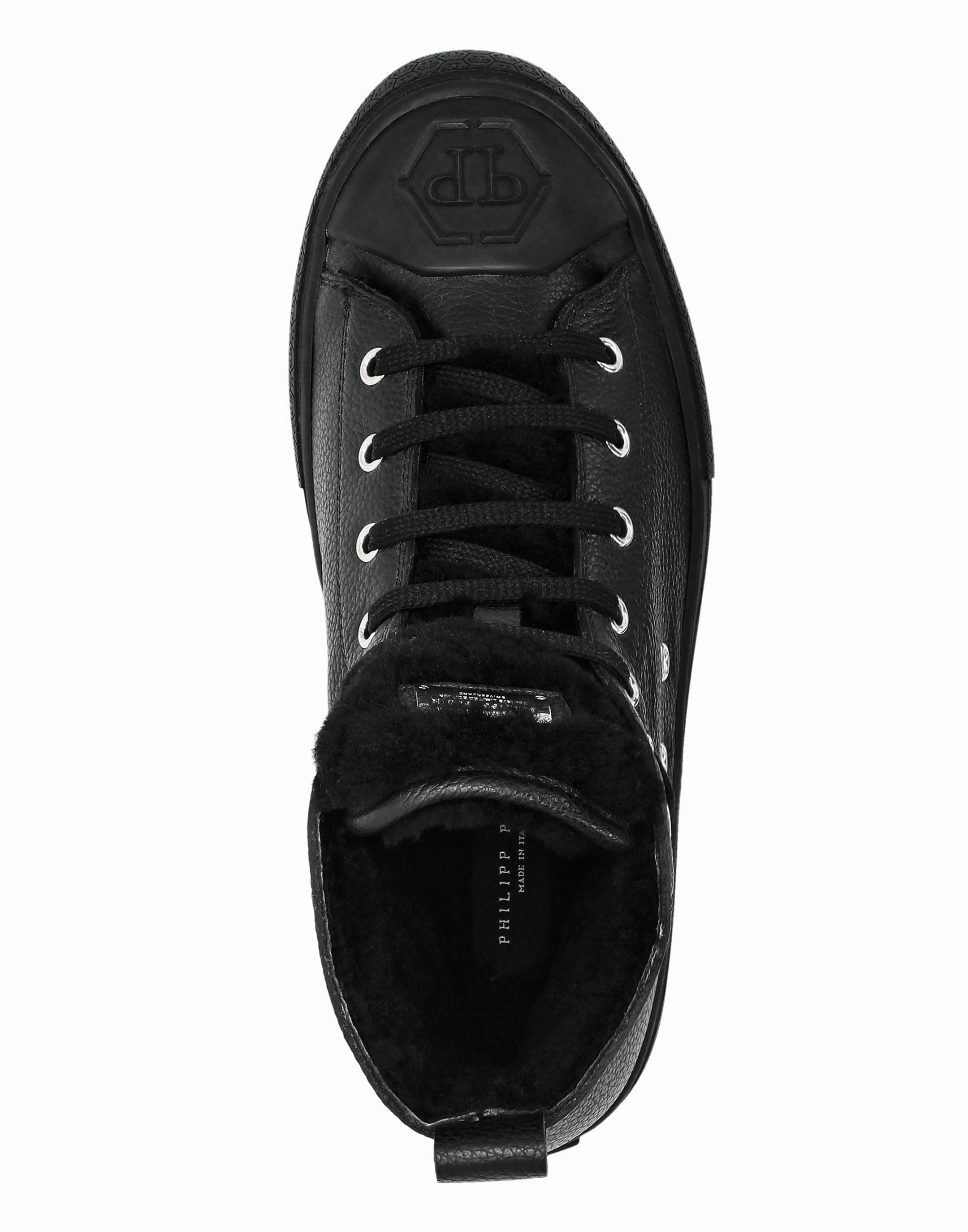 Leather Hi-Top Sneakers shearling lining Megastar
