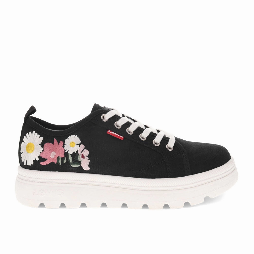 Levi's Womens Hope EMB Canvas Floral Embroidered Casual Lace Up Sneaker Shoe