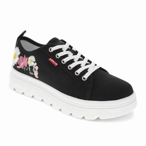 Levi's Womens Hope EMB Canvas Floral Embroidered Casual Lace Up Sneaker Shoe Trendy Womens Sneakers for sale
