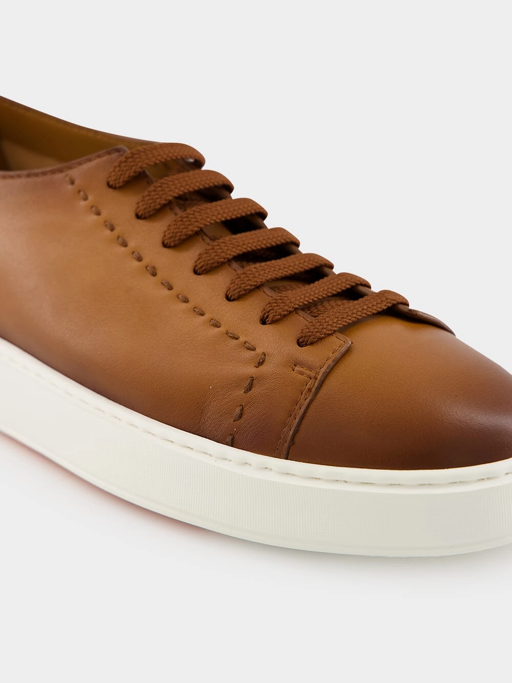 Light Brown Clean Row Leather Sneakers