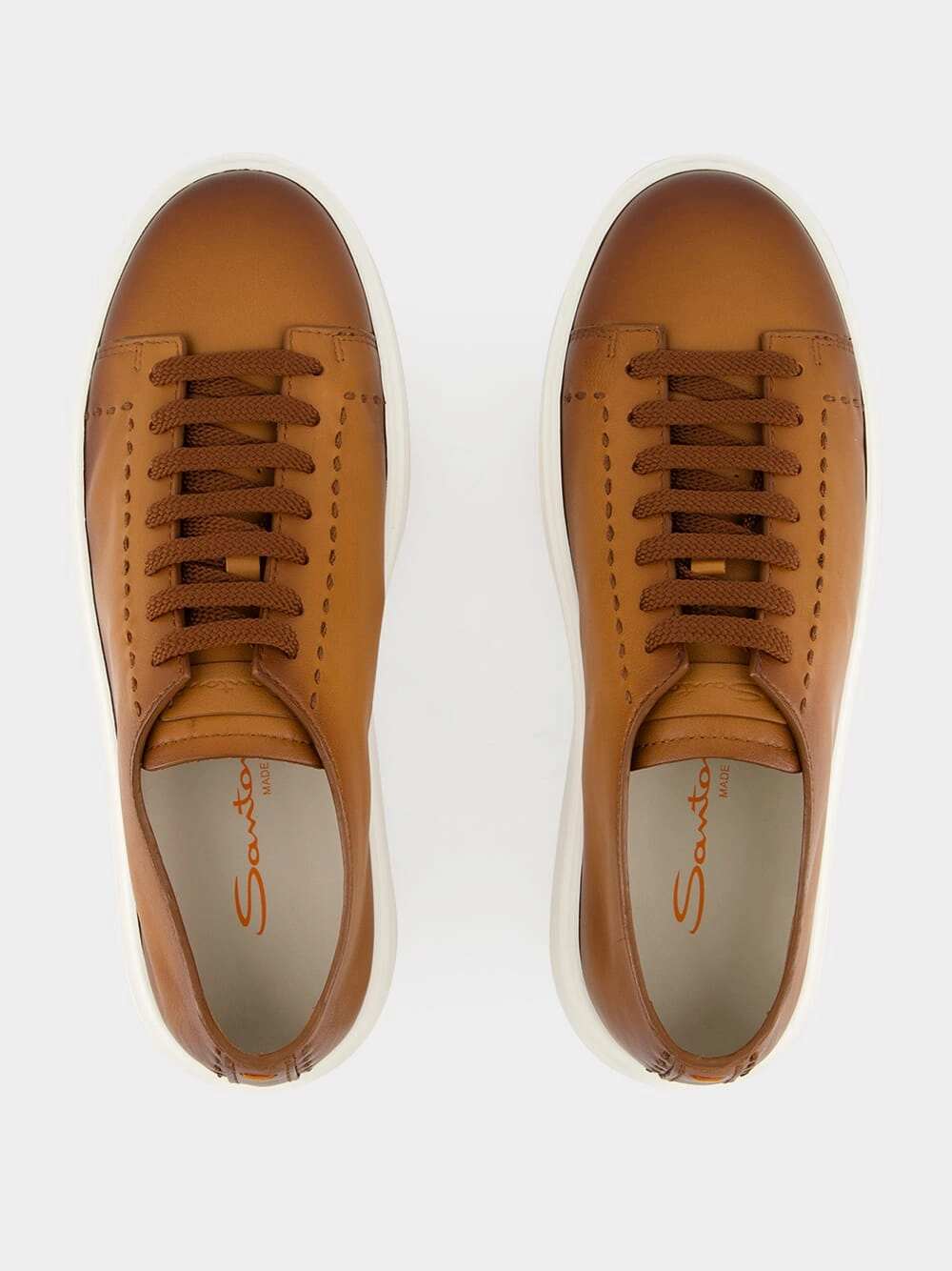 Light Brown Clean Row Leather Sneakers