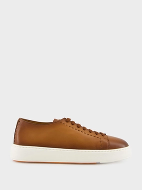 Light Brown Clean Row Leather Sneakers Promo deal Mens Sneakers