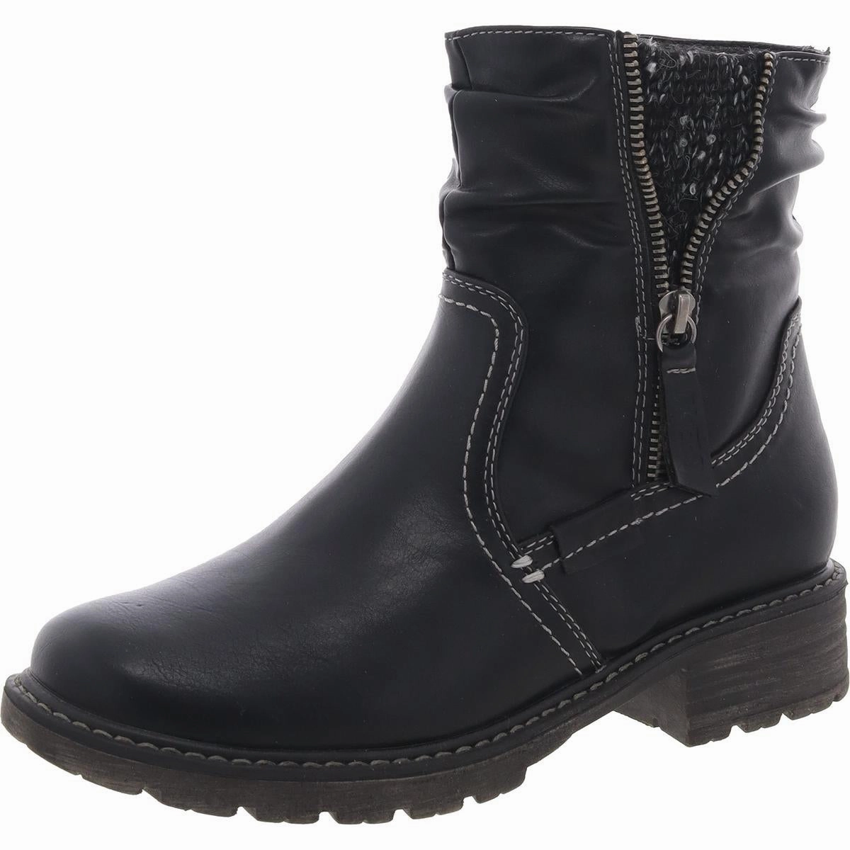 Logger Calgar Womens Zipper Faux Leather Ankle Boots Womens Winter Boots promo deal
