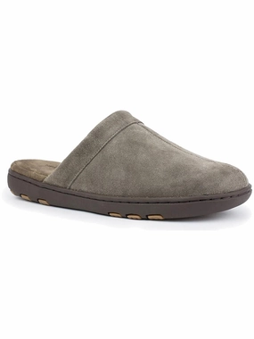 Lonny Mens Suede Faux Fur Scuff Slippers Mens Slippers clearance sale