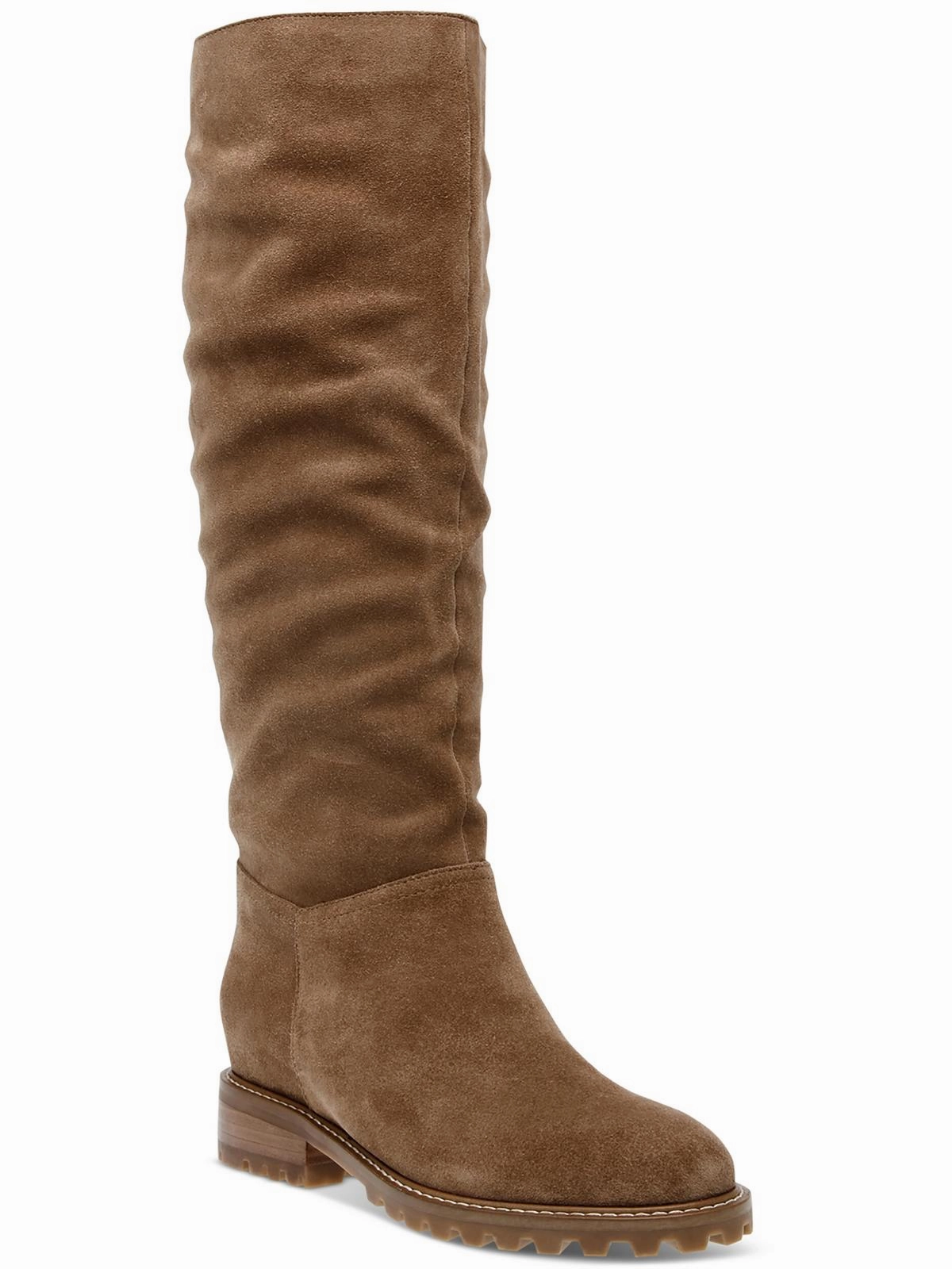 LORAL Womens Leather Lug Knee-High Boots