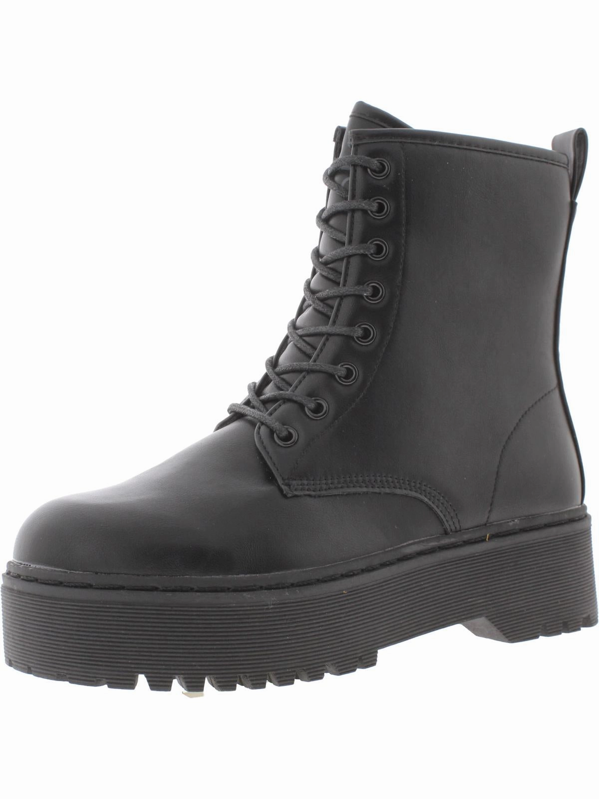 Lucie Womens Faux Leather Lug Sole Combat & Lace-up Boots Hot sale Womens Boots