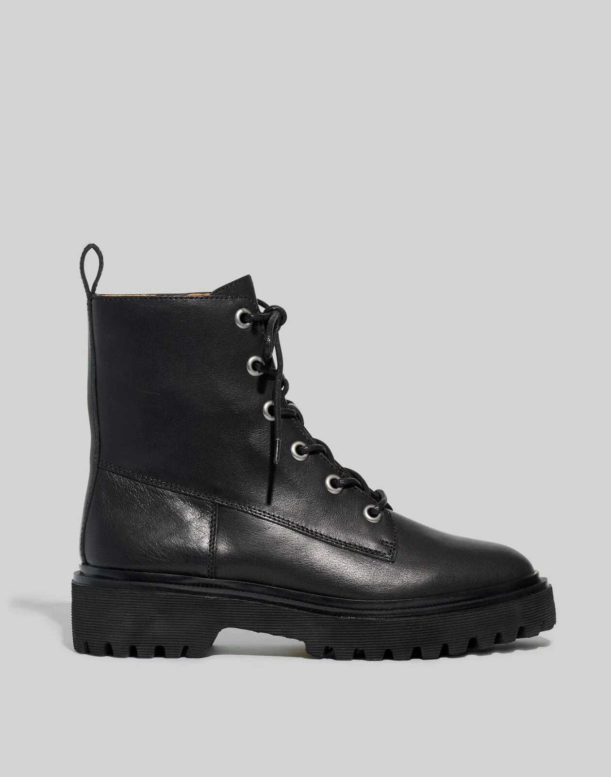 Madewell The Rayna NG667-001 Boots Women's US 5.5 Black Leather Lace Up ZPO3142