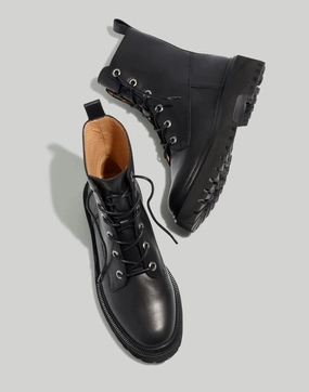 Madewell The Rayna NG667-001 Boots Women's US 5.5 Black Leather Lace Up ZPO3142 Womens Boot Deals Today