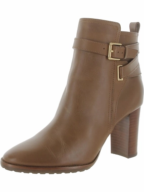 Madisyn Womens Leather Stacked Heel Ankle Boots Womens Dress Boots for less