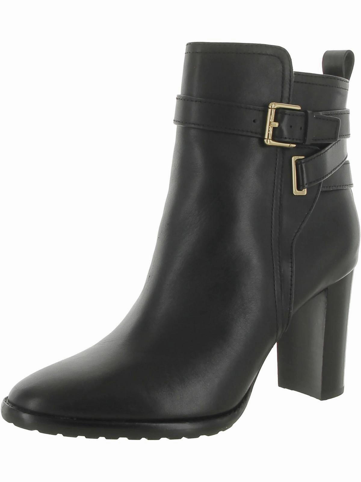Madisyn Womens Leather Stacked Heel Ankle Boots