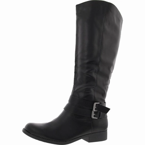Maliapp Womens Buckle Leather Knee-High Boots Womens Boots clearance deals