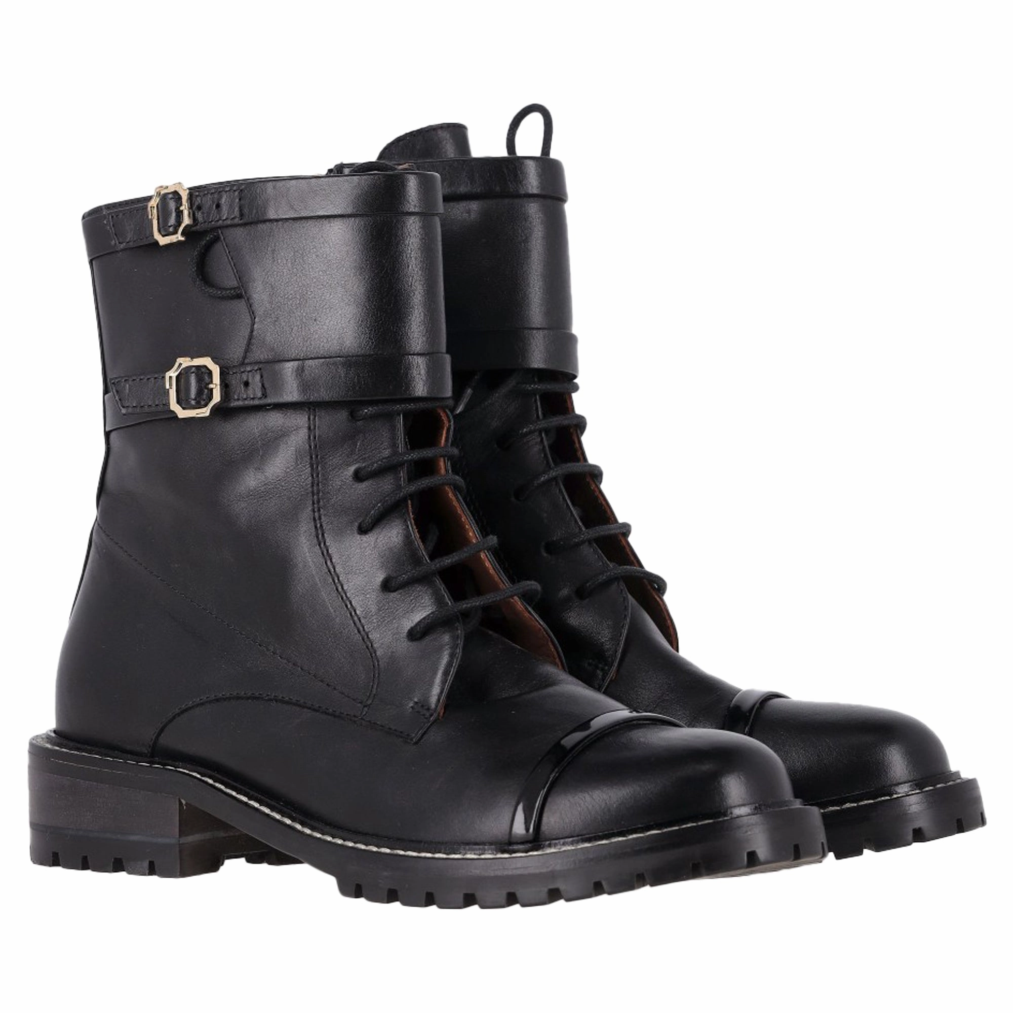 Malone Souliers Combat Boots in Black Leather