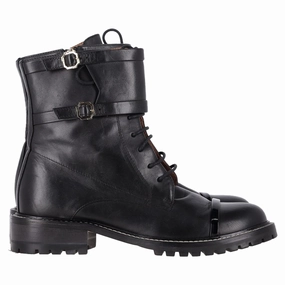 Malone Souliers Combat Boots in Black Leather Womens Boots sale online