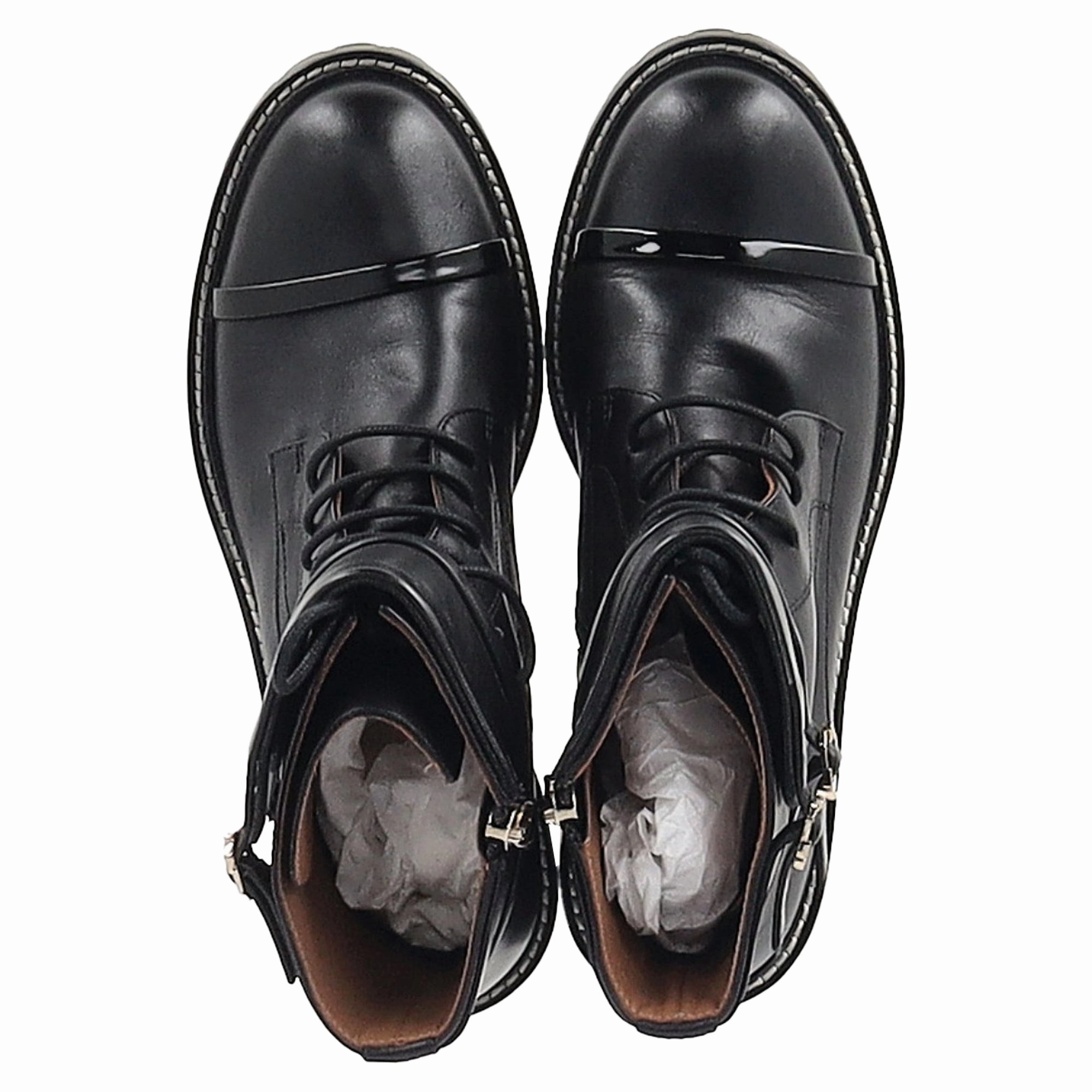 Malone Souliers Combat Boots in Black Leather
