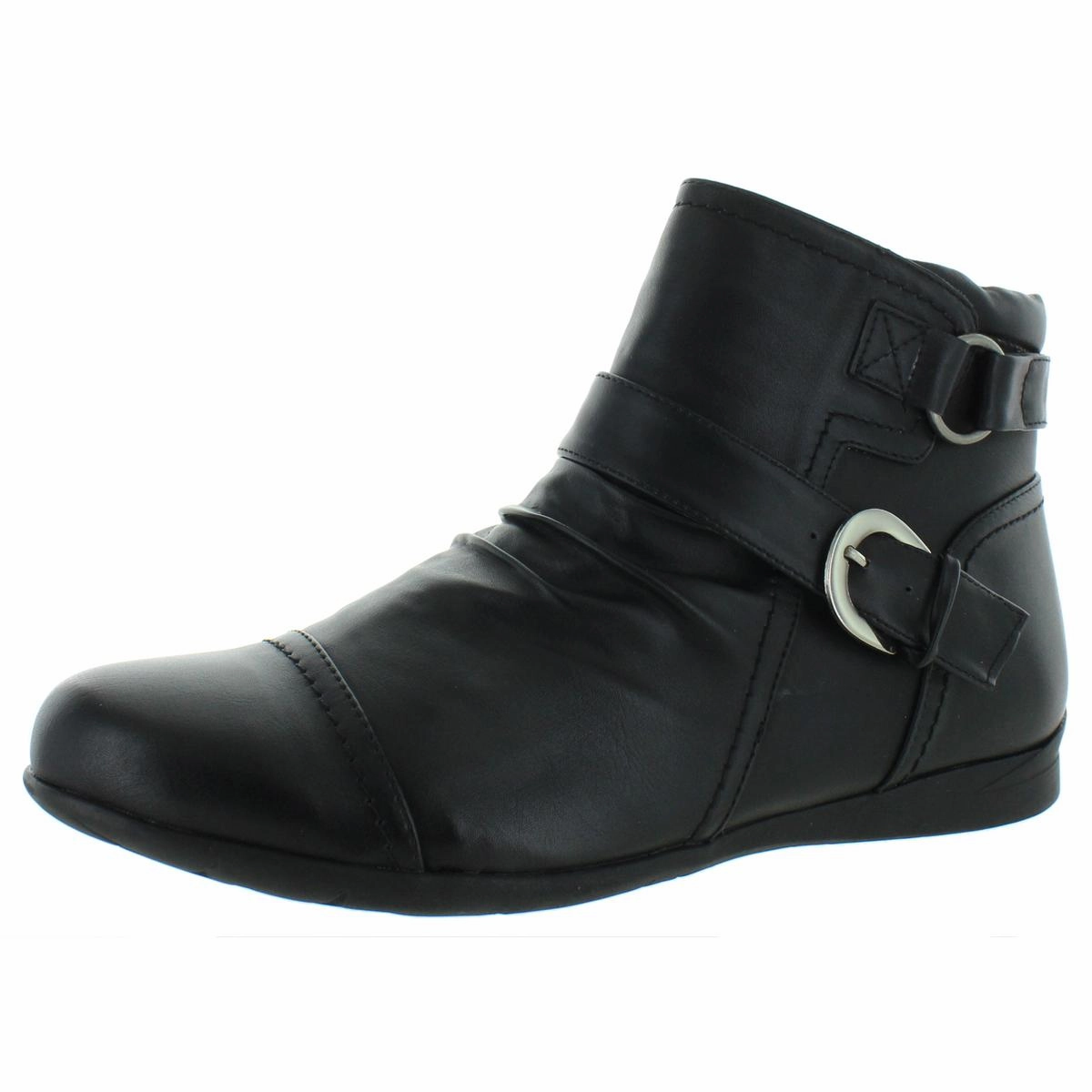 Mandy Womens Faux Leather Flats Ankle Boots