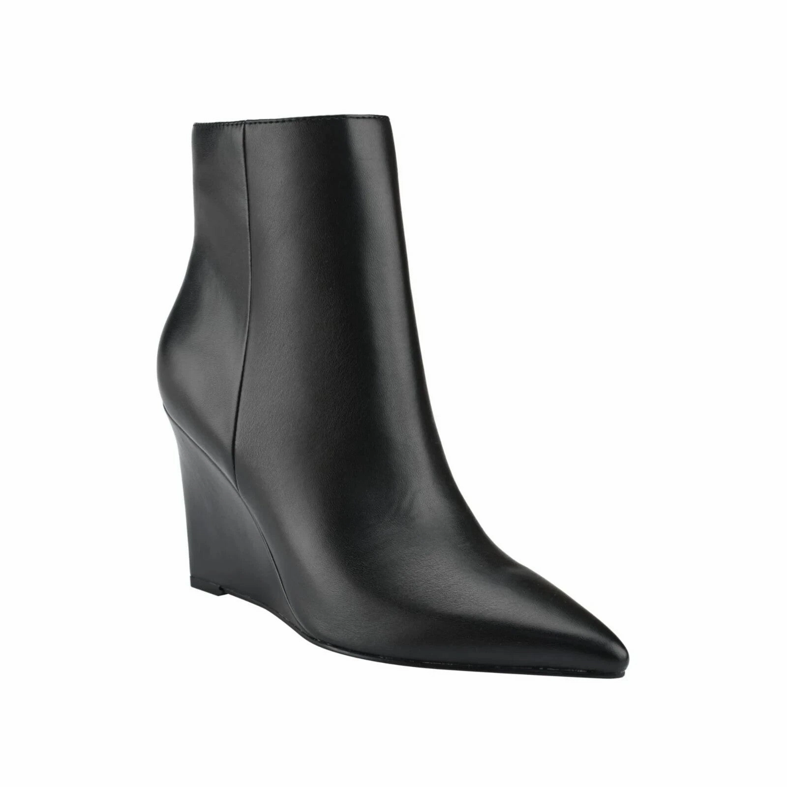 Marc Fisher Wendel 2 Boots Women's Black Faux Leather Wedge Heel Bootie ZPO3493 Womens Boot Deals Today