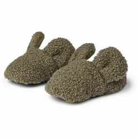 MarMar Bonded Teddy Olive Leaf Abal Fleece Booties House Slippers for Kids on sale