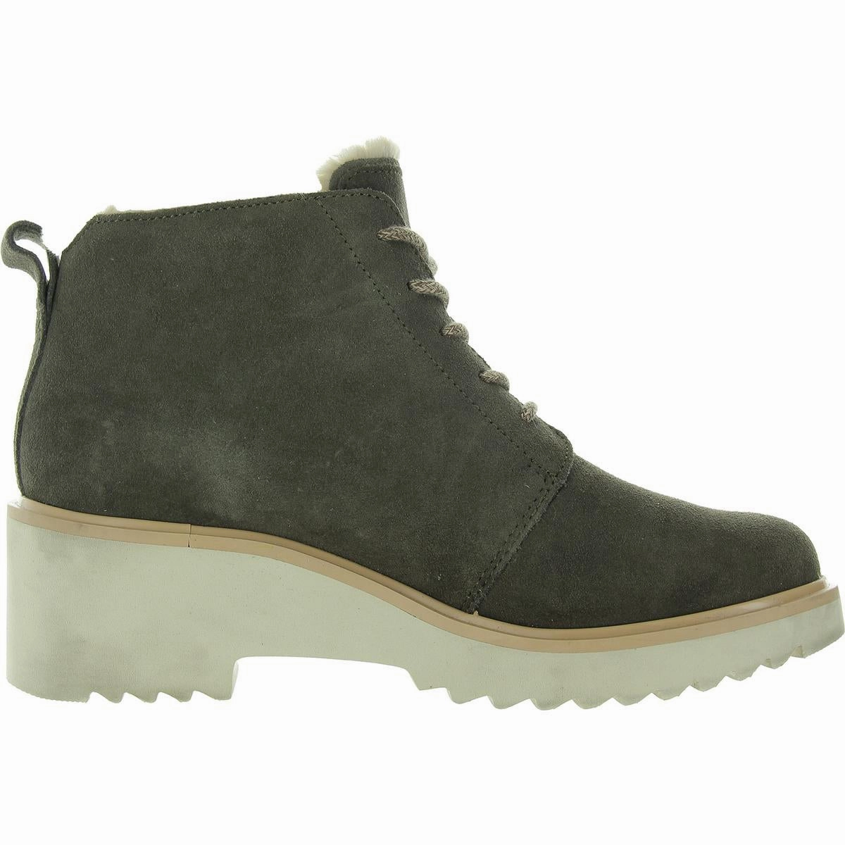Maude Womens Faux Fur Lined Suede Combat & Lace-Up Boots