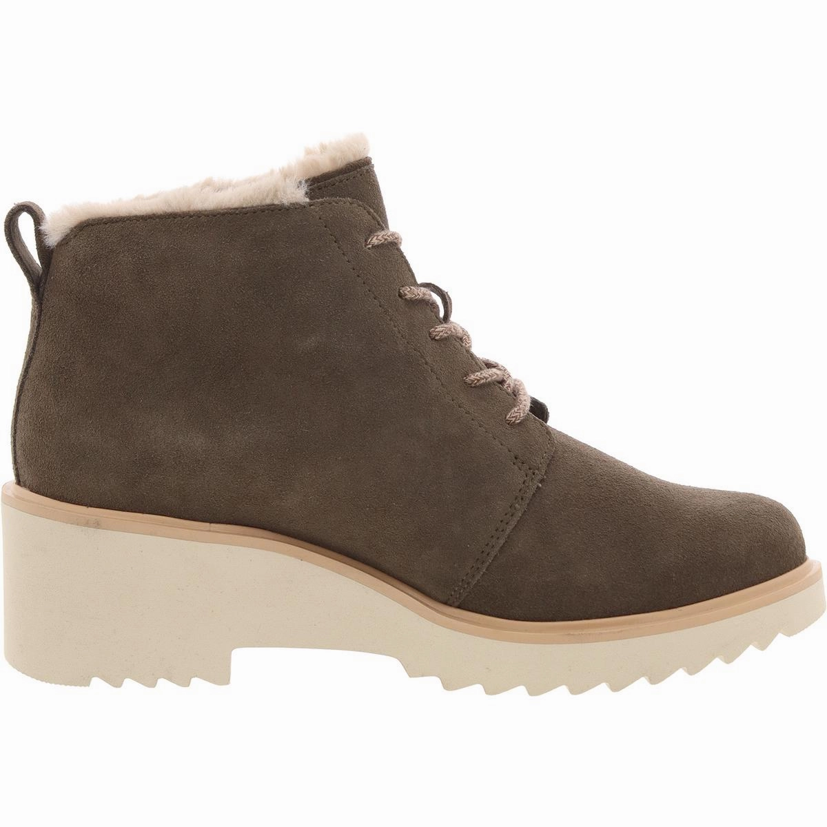 Maude Womens Faux Fur Lined Suede Combat & Lace-Up Boots