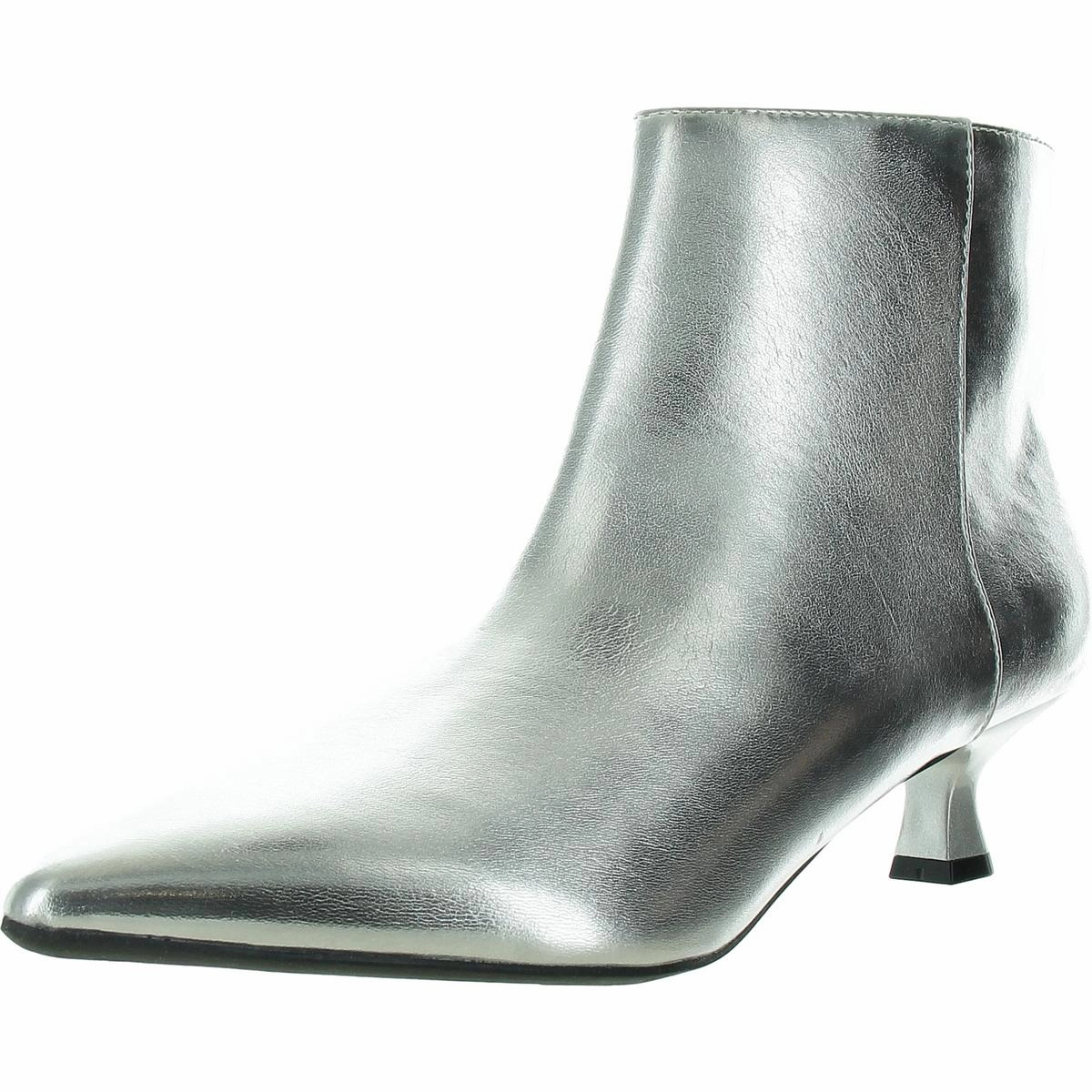 MAYA Womens Faux Leather Kitten Heel Ankle Boots