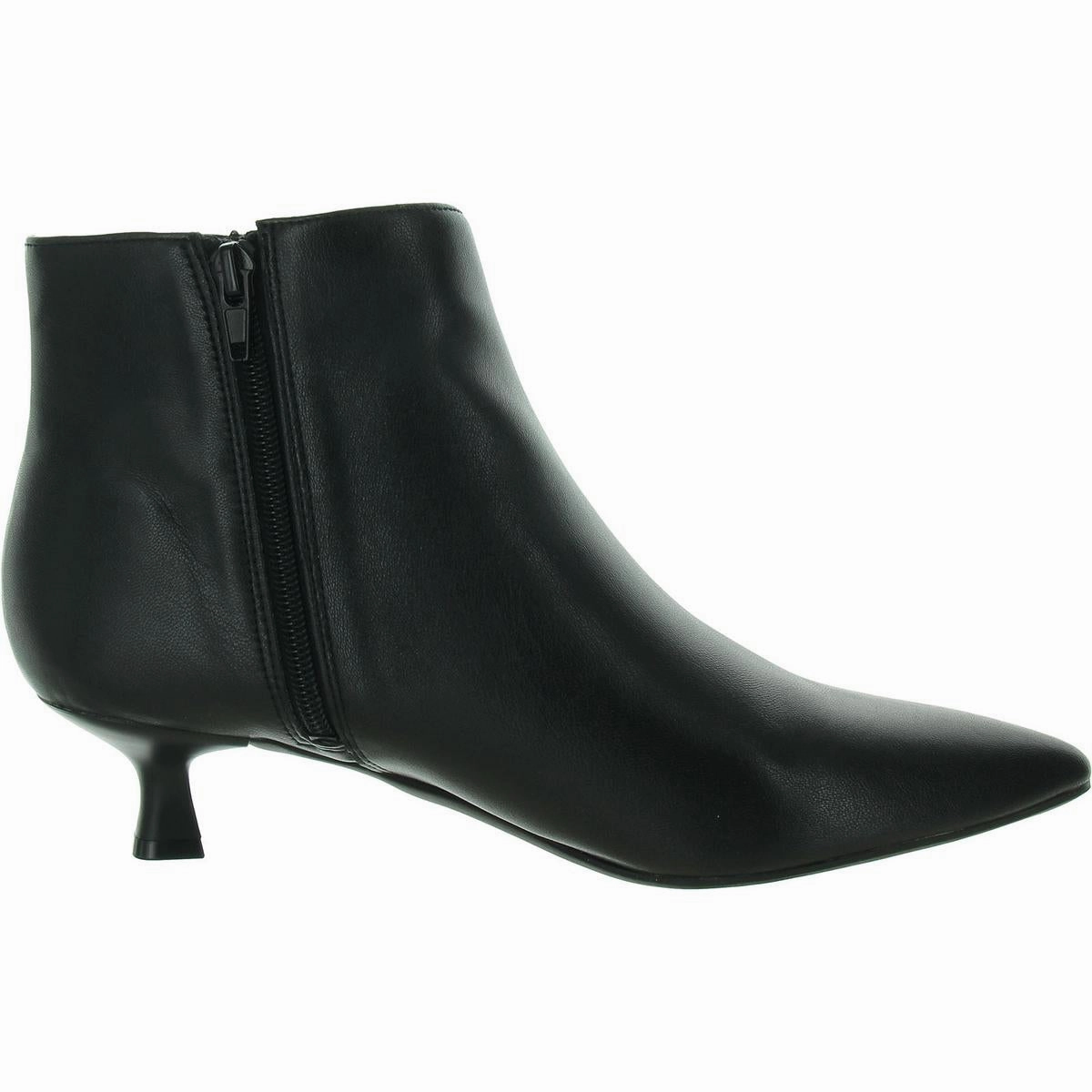 MAYA Womens Faux Leather Kitten Heel Ankle Boots