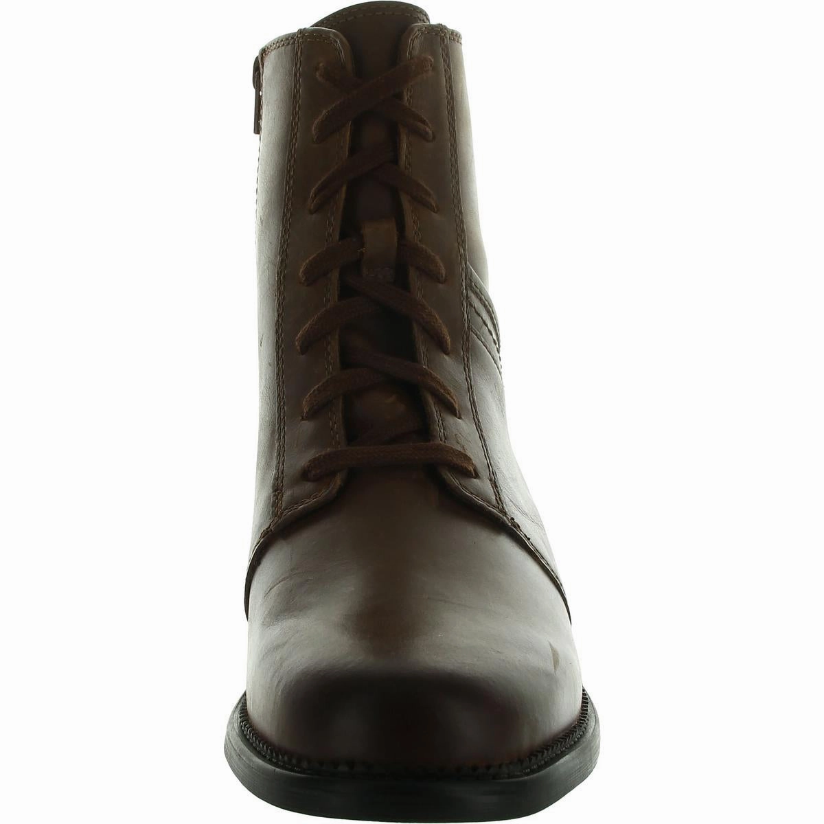 Maye Step Womens Zipper Leather Combat & Lace-Up Boots