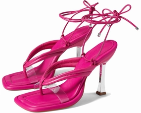 Meghan Ankle Tie Sandals In Hot Pink / Transparent Outlet price Womens Sandals