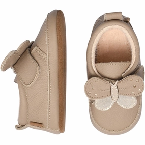 MELTON Butterfly Leather Slippers Natural House Slippers for Kids on sale