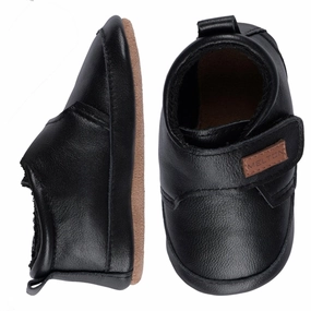 MELTON Leather Slippers Classic Black House Slippers for Kids on sale