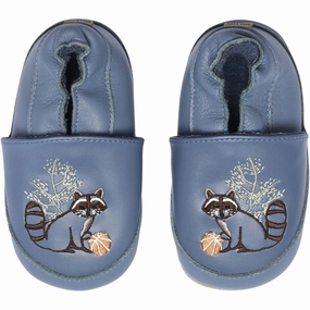 MELTON Leather Slippers with Raccoon Bluefin House Slippers for Kids on sale