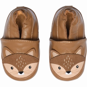 MELTON Leather Slippers with Squirrel Cognac House Slippers for Kids on sale