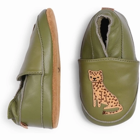 MELTON Leopard Leather Slippers Dried Herb House Slippers for Kids on sale