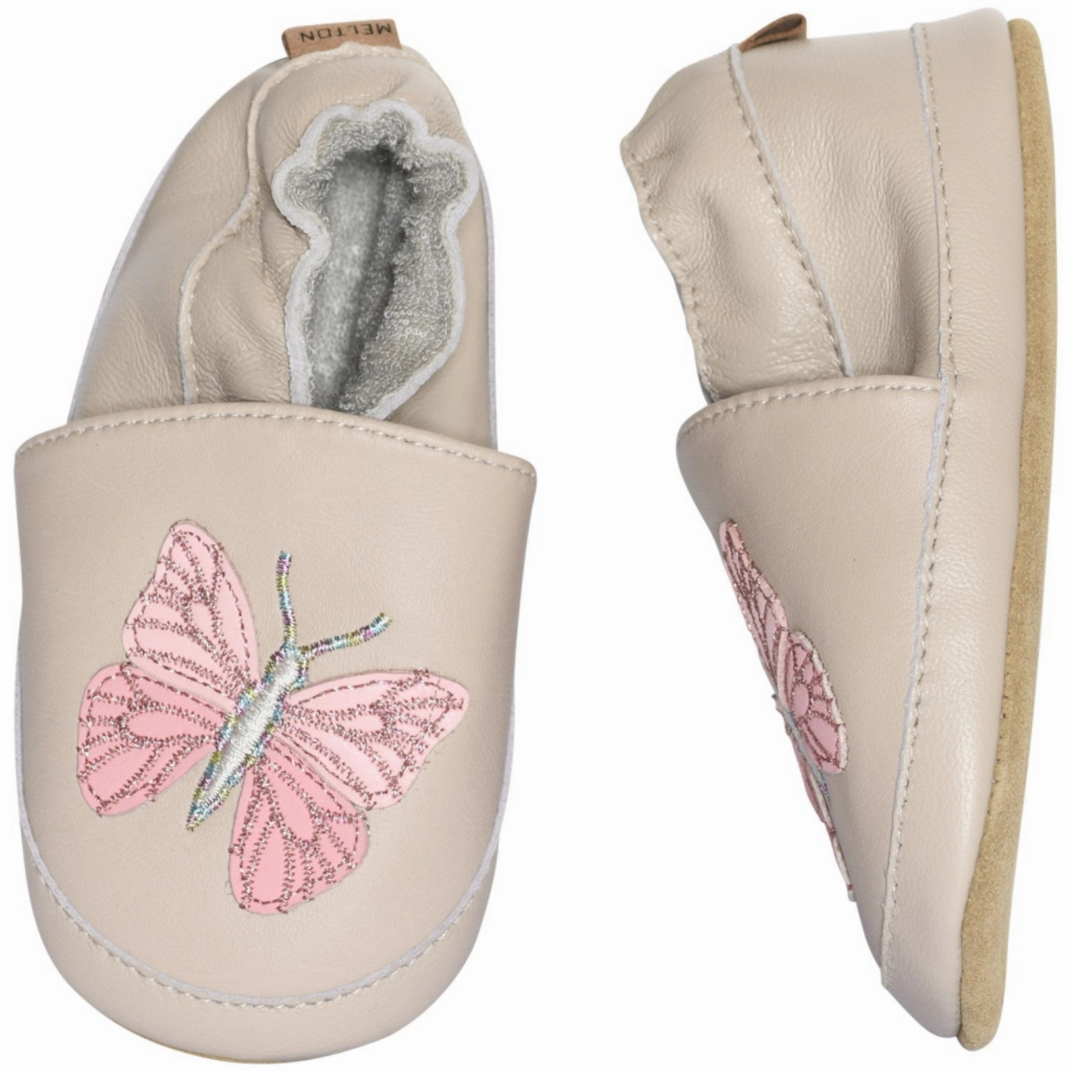 MELTON Oxford Tan Papillon leather slippers House Slippers for Kids on sale