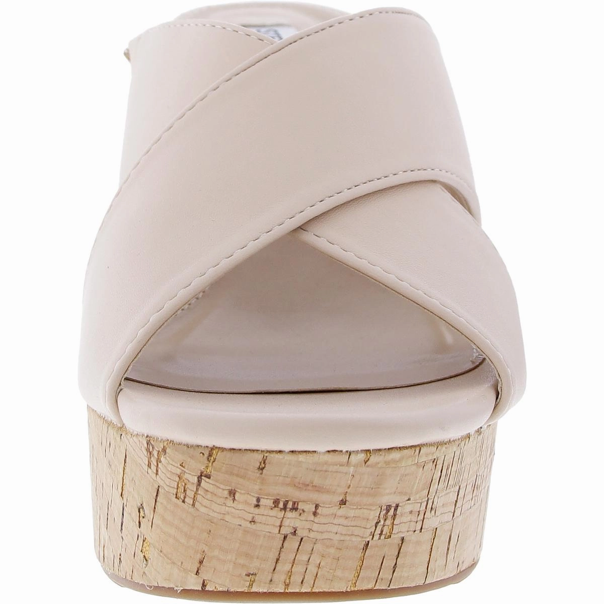 Memorable Womens Criss-Cross Faux Leather Block Heel