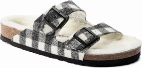 Men's Arizona Wool Shearling Sandal In Plaid White/natural Discount Mens Beach Sandals