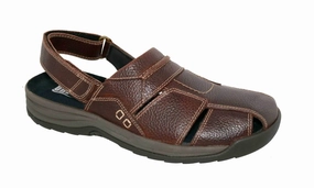 Men's Barcelona Sandal In Dark Brown Pebbled Leather Mens Sandals outlet deals