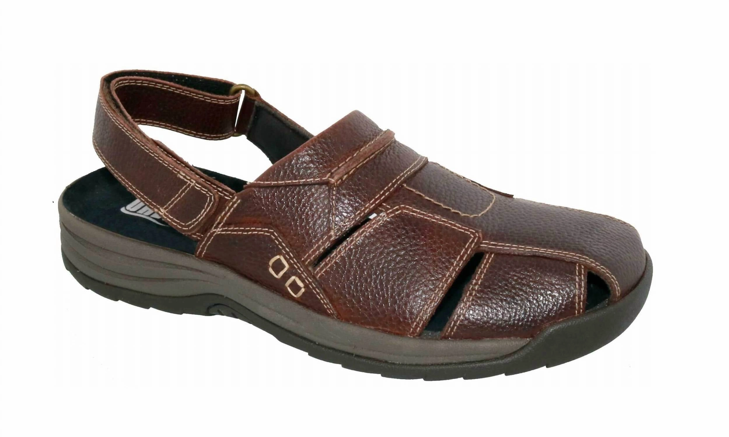 Men's Barcelona Sandal In Dark Brown Pebbled Leather Mens Sandals outlet deals