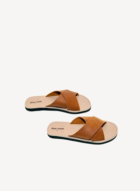 Men's Criss Cross Sandal In Brown Discount Mens Beach Sandals
