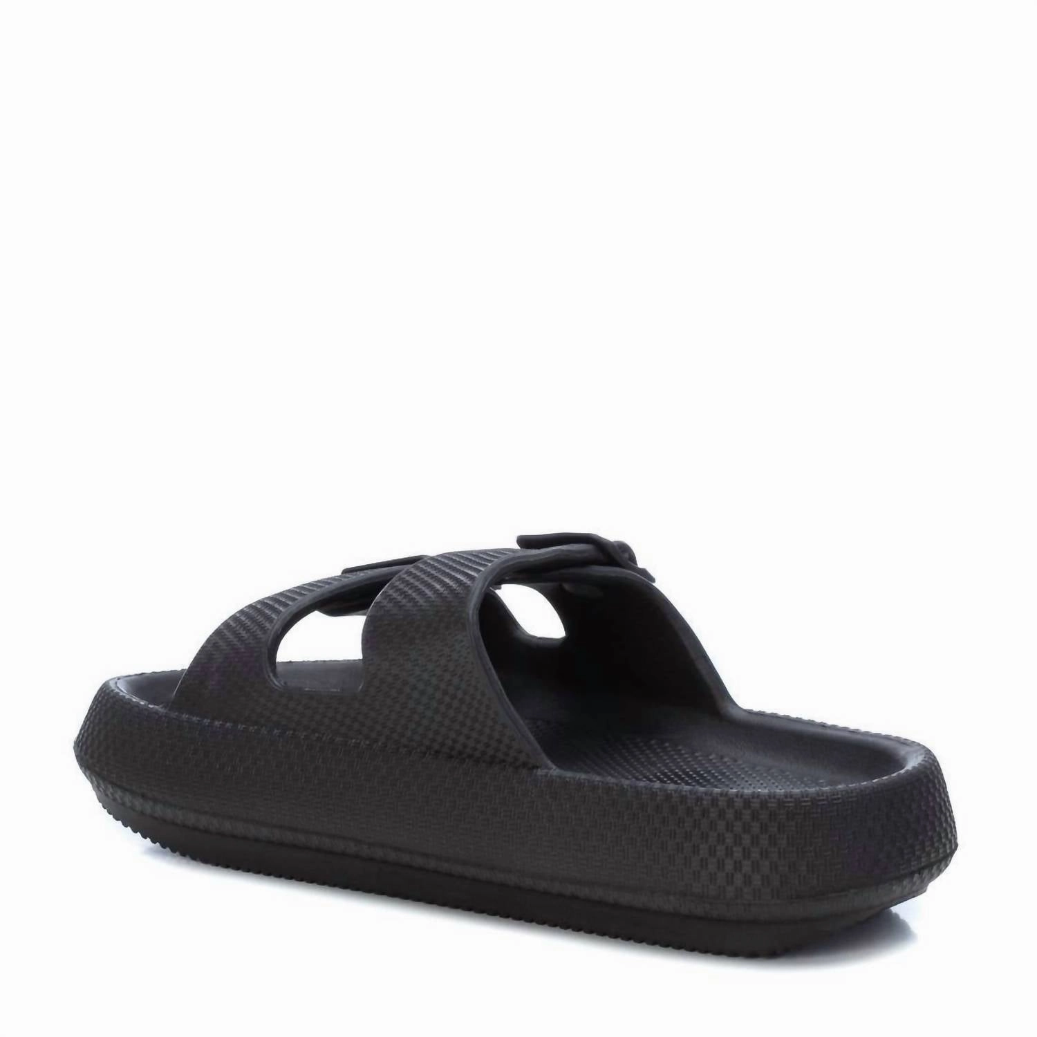 Men's Double Buckle Slides In Black