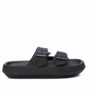 Men's Double Buckle Slides In Black Discount Mens Beach Sandals