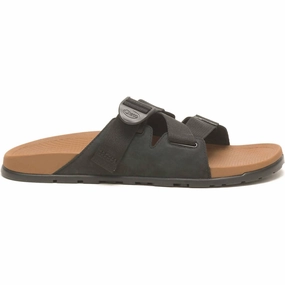 Men's Lowdown Leather Slide Sandal In Black Discount Mens Beach Sandals