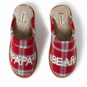 Men's Papa Bear Red Plaid Scuff Slippers Mens Slippers clearance sale
