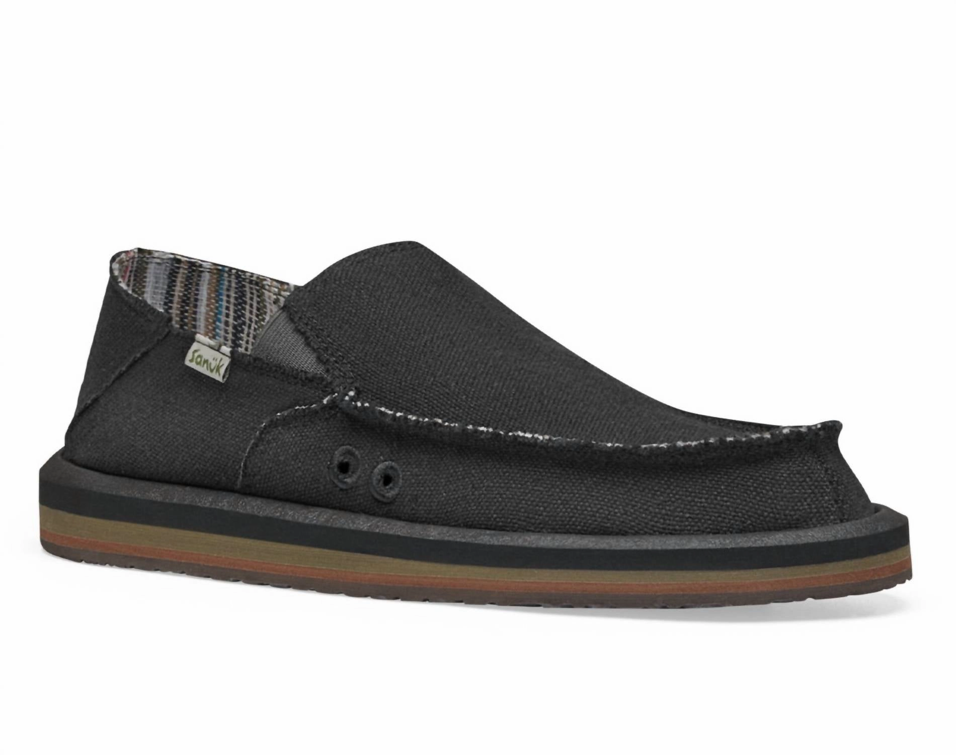 Men's Vagabond Street Hemp Shoe In Black Discount Mens Beach Sandals